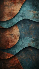 Copper tides and teal currents carve waves through rusted steel