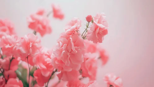 Soft-focus macro study of pastel pink flowering blossoms