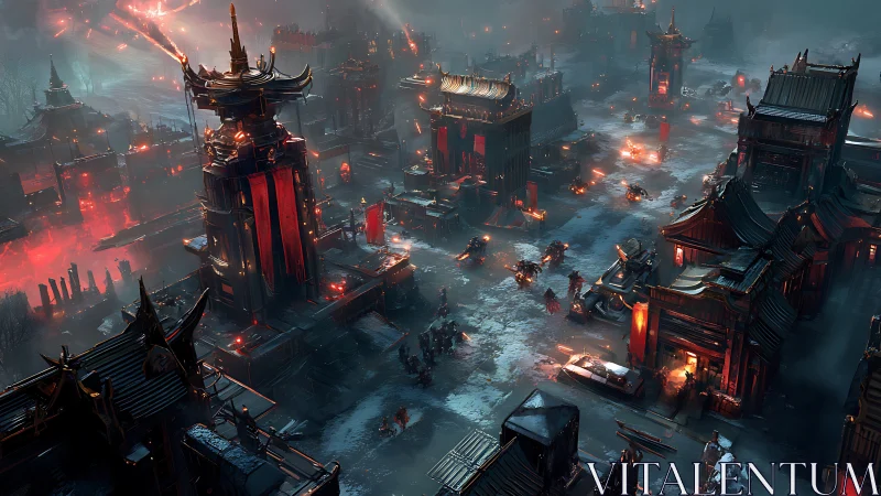 Crimson war banners ignite a storm over the frostbitten citadel