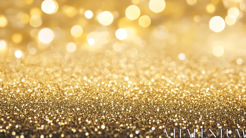 Gold glitter surface with defocused light bokeh background.