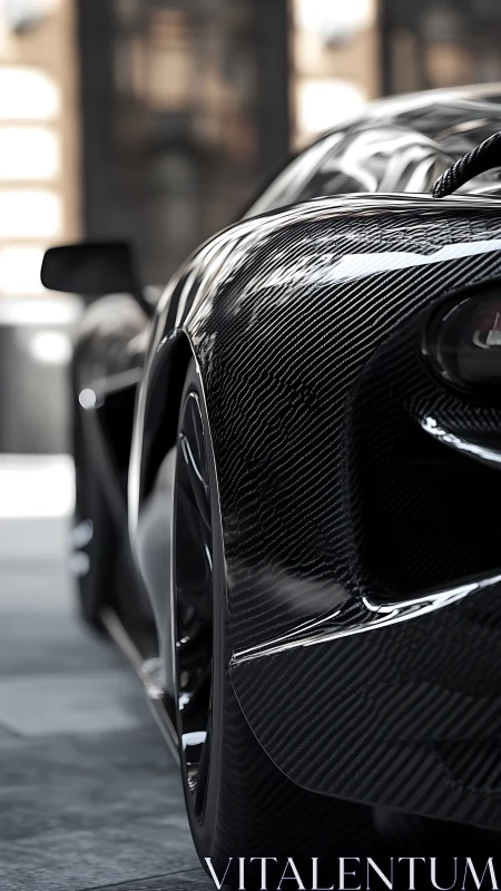 Rear quarter view presents carbon fiber sports car body