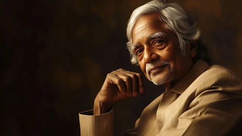 Golden hour portrait of a contemplative elder in silence.