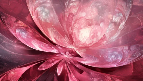 Fractal rose bloom composition with layered translucent petals.