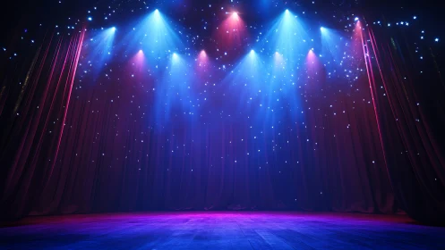 Spotlights pour stardust over a patiently waiting stage