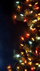 Holiday garland glows gently with colorful festive lights