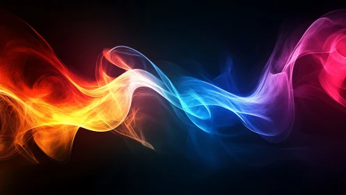 Flowing tricolor light waves in abstract energy motion.