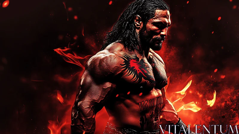 Flameforged warrior strides through a furnace of embers.