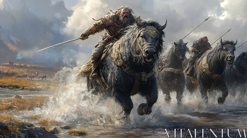 Storm-lashed raiders thunder across a river of shattered sky.