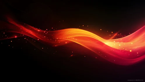Digital wave composition with light particles on dark background