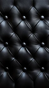 Black tufted leather upholstery with soft reflective sheen.