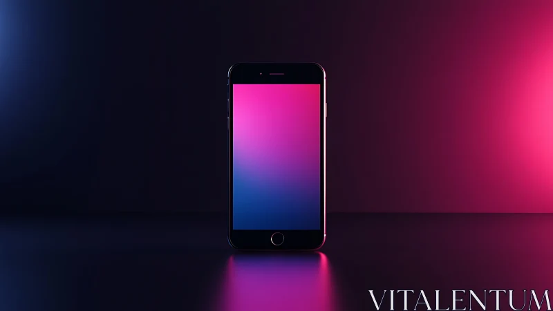 Gradient-Lit Smartphone With Neon Reflection.
