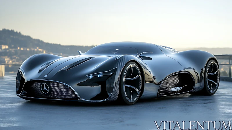 Sleek black Mercedes concept car glows with futuristic confidence