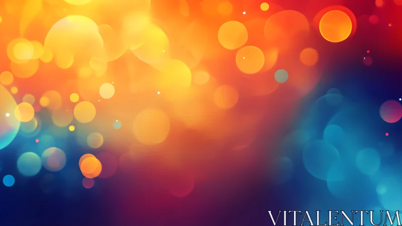 Warm orange and cool blue abstract bokeh gradient background.