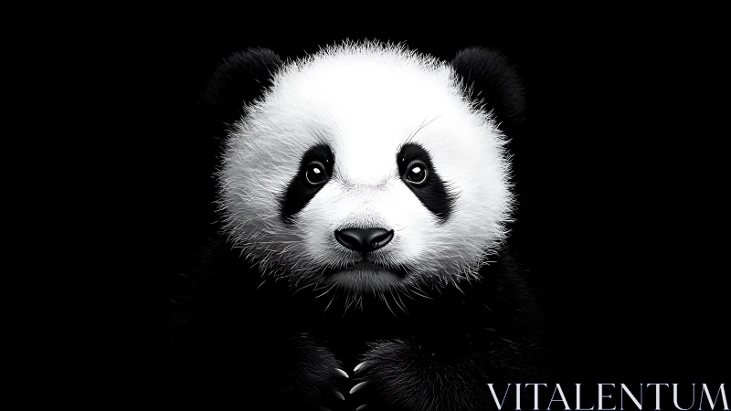 Digital close-up render shows a panda cub against black