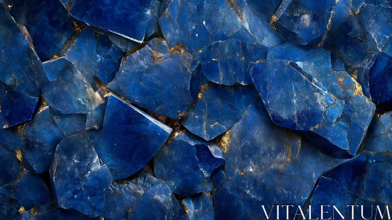 Deep blue crystal slab pattern with gold accents texture.
