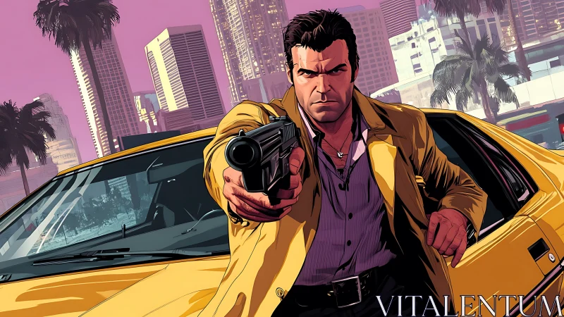 Hard-edged noir antihero confronts danger in neon city streets