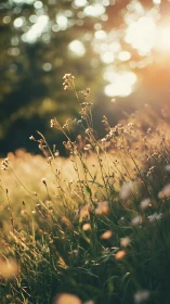 Backlit wild grasses form a shallow-focus bokeh field study