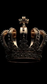 Gilded royal crown rendered in dramatic side lighting.