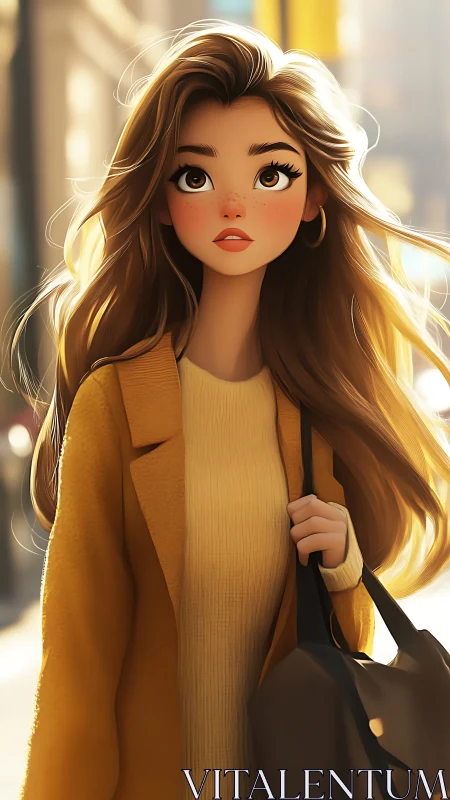 Sunlit city stroll with a warm, soft autumn glow.