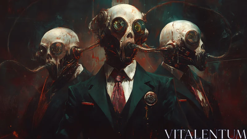 Corporate plague envoys in biohazard skull respirators