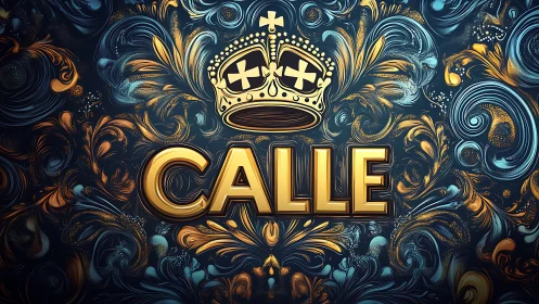 Regal typographic emblem with crowned Calle lettering motif.