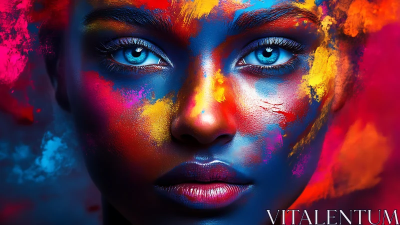 Color-drenched portrait with electric blue, story-rich eyes.