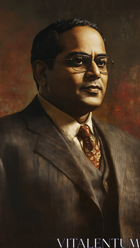 Formal oil portrait of dignified man in three-piece suit