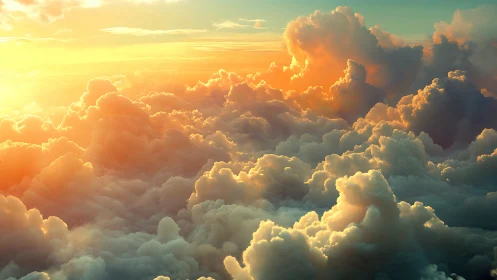 Sunrise symphony over cotton kingdoms in the sky.