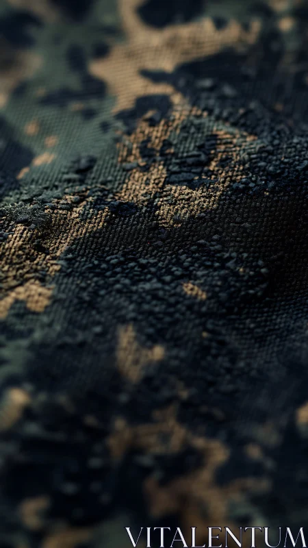 Macro study of textured camouflage fabric with water droplets