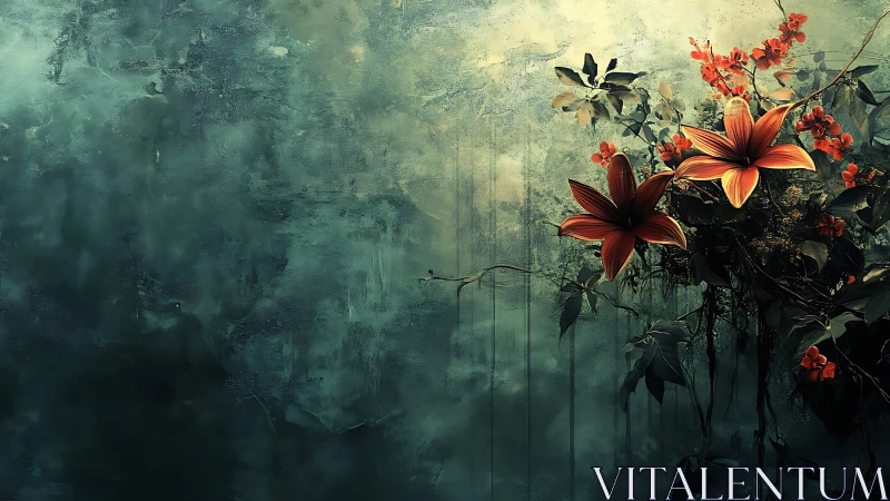 Chromatic Botanical Composition: Terrestrial Flora Against Ethereal Atmospheric Gradient.