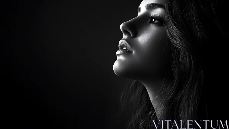 Monochrome side-profile portrait with dramatic rim lighting