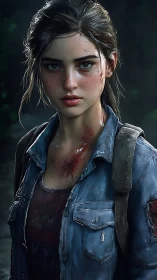 Battle-worn survivor girl in hyperreal post-apocalyptic rain.