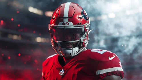Digital rendering shows football player in red helmet gear
