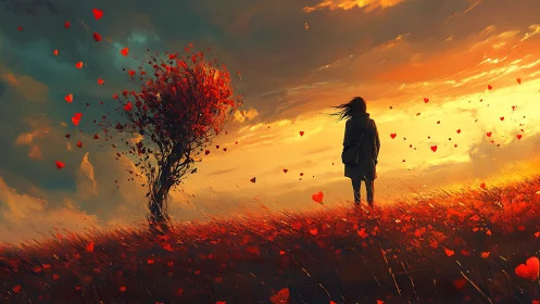 Windswept sunset scene celebrates quiet love and reflection