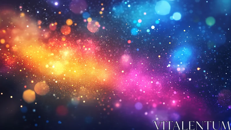 Vibrant cosmic bokeh glow spans multicolor abstract space field