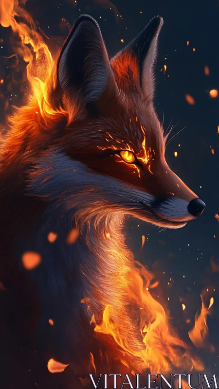 Fiery fox profile rendered with glowing orange embers