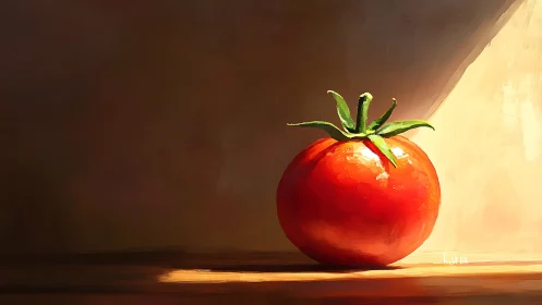 Sunlit tomato study with high contrast chiaroscuro lighting model