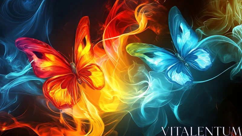 Thermodynamic duality of fire and ice butterflies in motion.