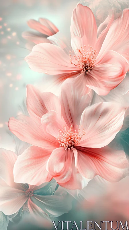 Hyper-Rendered Floral Arrangement: Soft-Focus Gradient Pink Petals.