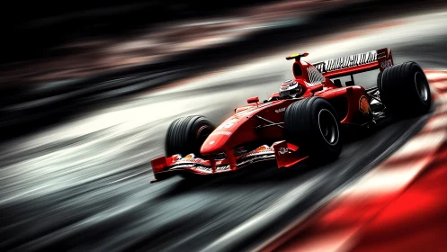 Dynamic photorealistic Formula car in high-speed cornering shot.