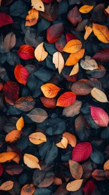 Autumn foliage gradient overlays cool-toned leaf litter substrate