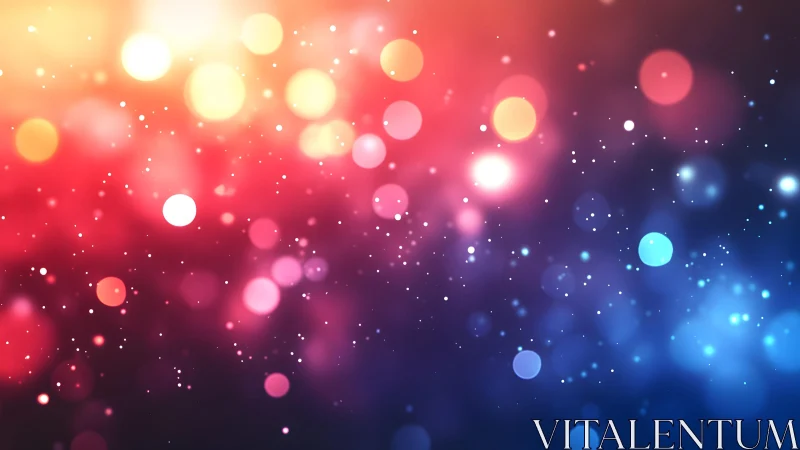 Vibrant bokeh lights abstract background in red, blue, and gold.