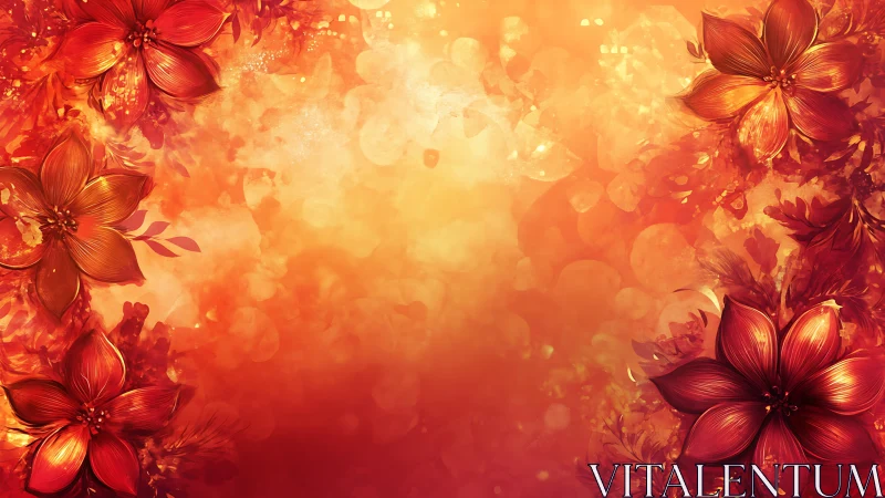 Red Floral Cascade with Golden Light.