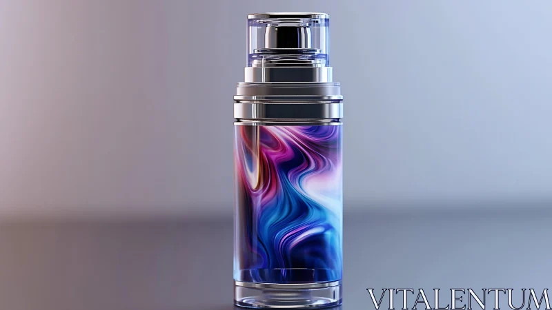Chromatic serum bottle swirls light into liquid nebulae