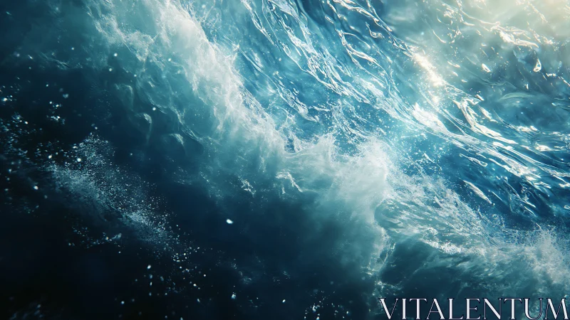 Rolling ocean waves glow with lively sunlight and sea spray