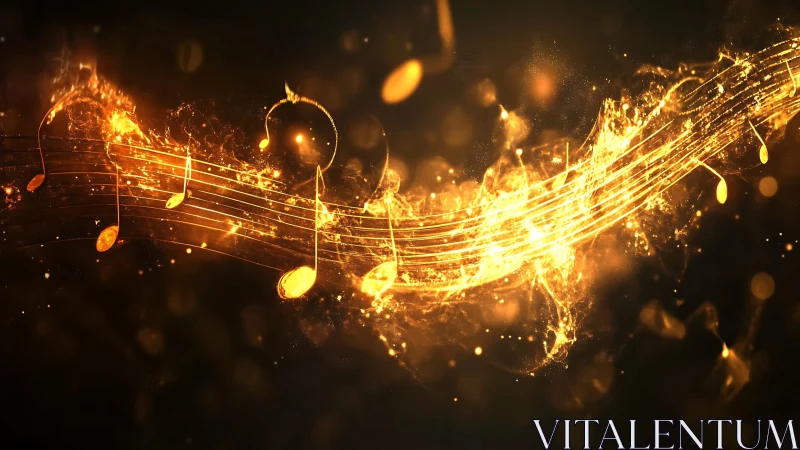 Glowing golden music notes dance across a radiant night sky
