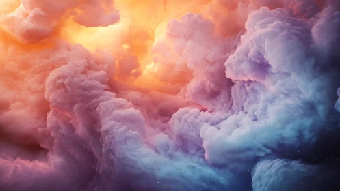 Vivid abstract cloudscape with warm and cool gradients.