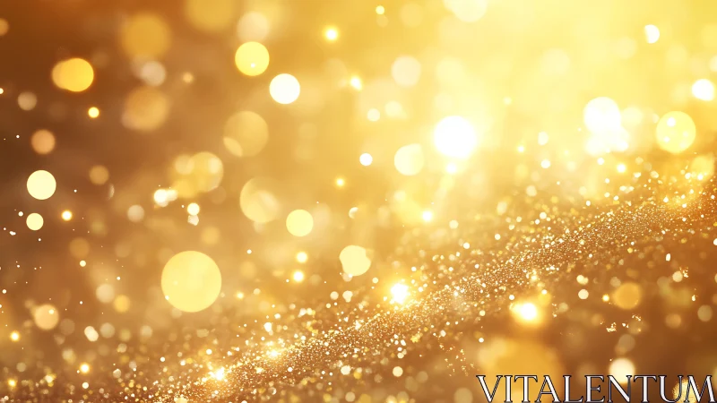 Sparkling golden bokeh lights with glitter texture, abstract festive style.