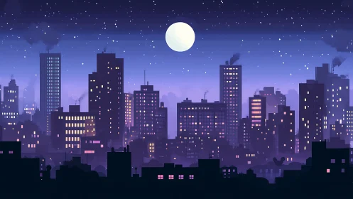 Moonlit lavender skyline hums through sleepless window grids.