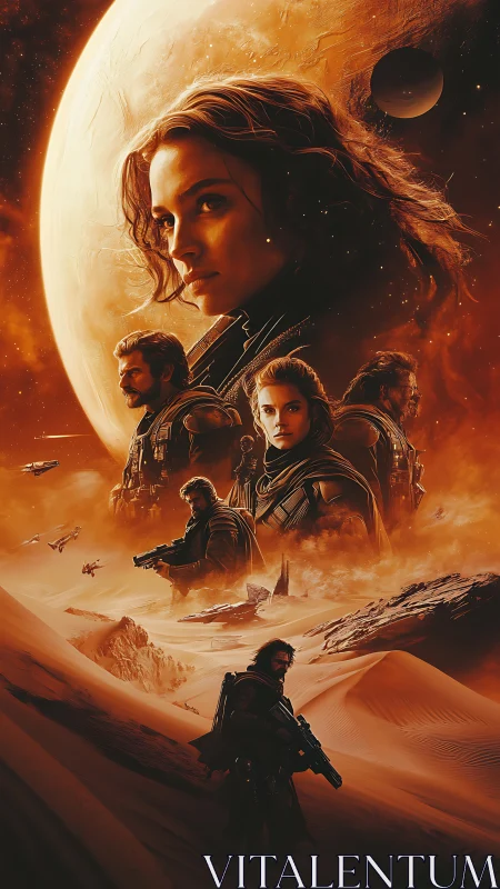 Heroic warriors confront destiny on a burning desert world.